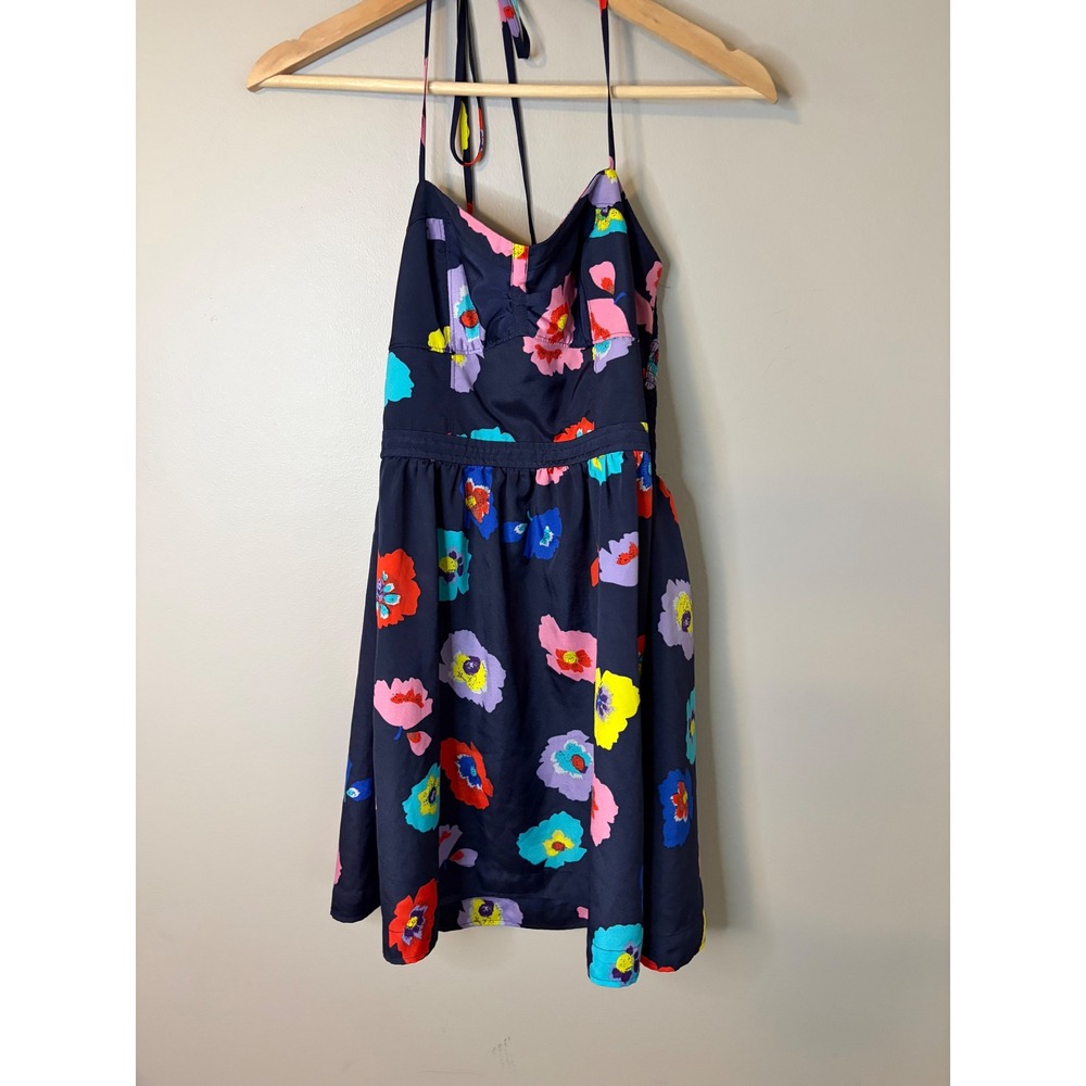 Old Navy Floral Halter Dress Womens 4 Navy Blue Excellent Mini Fit & Flare